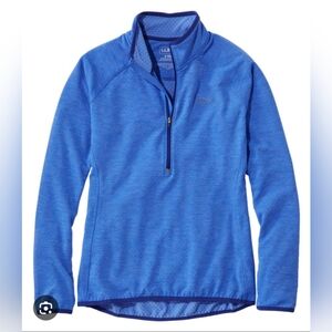 LL Bean Women's Adventure Grid Fleece Quarter-Zip Pullover XS Arctic Blue